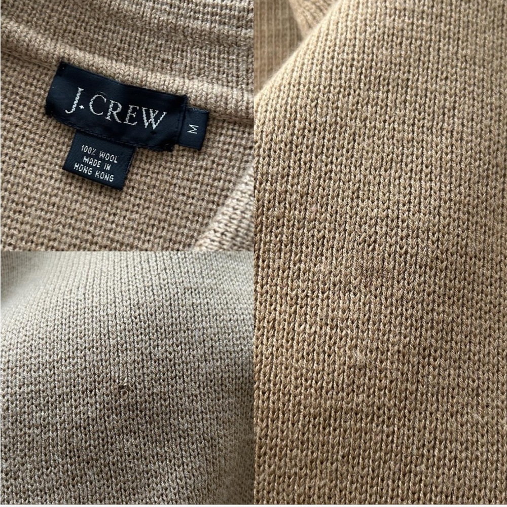 Vintage Tan J.Crew 100% wool full zip sweater. - Picture 7 of 8